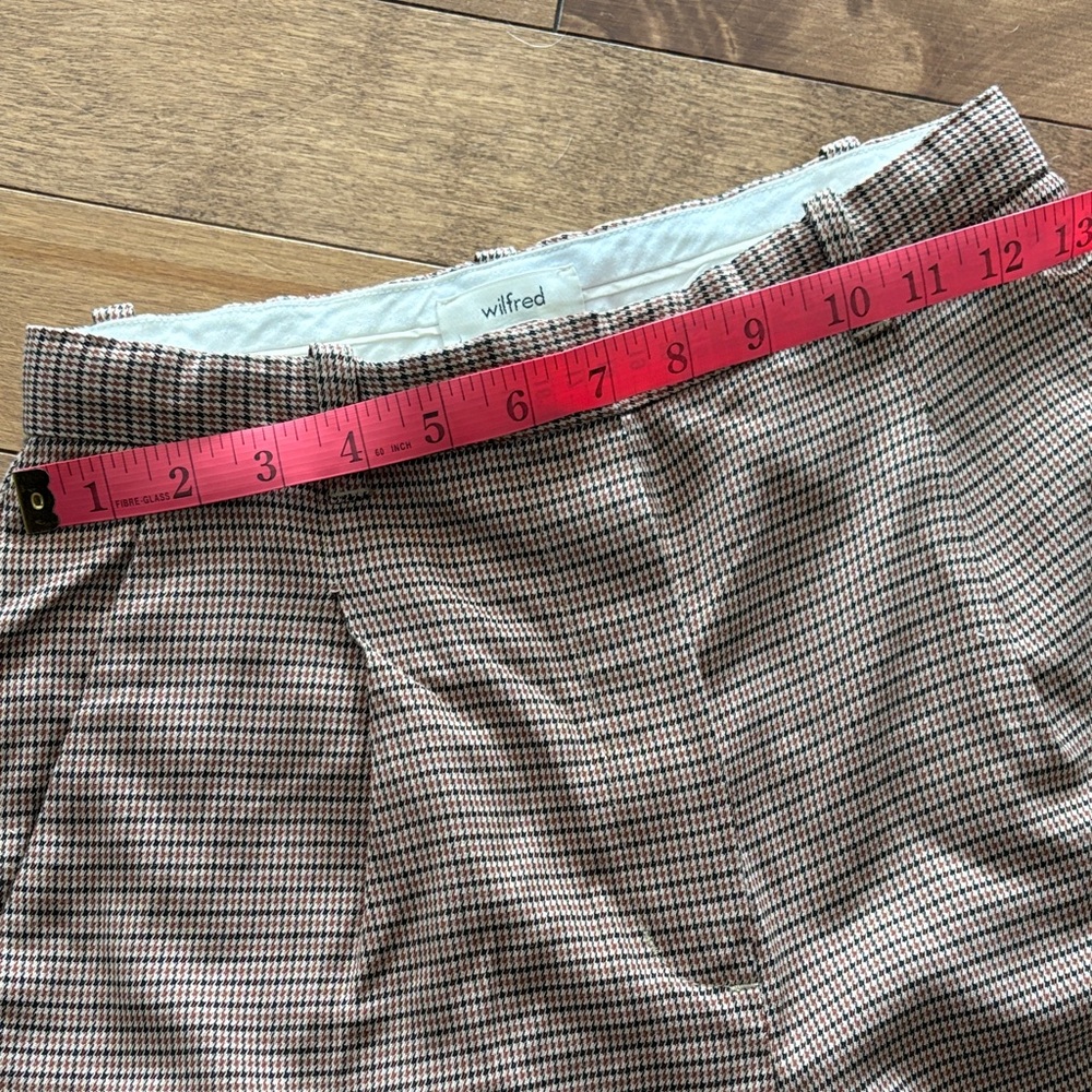 Aritzia Wilfred Rust and Cream Houndstooth High-Waist Trousers - Picture 5 of 10